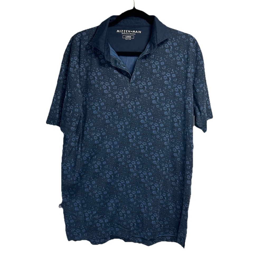 Mizzen Main Performance Polo Shirt‎ Men's Large Floral Print Golf Preppy Casual
